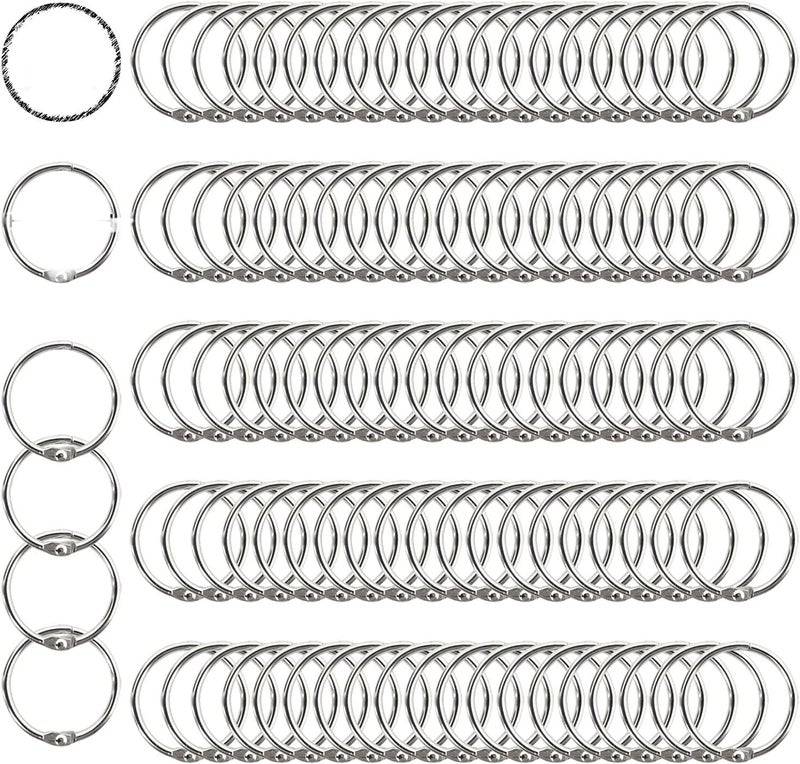 Clip Strip 100 Pack 1 Inch Binder Rings, 1" Loose Leaf Binder Rings Bulk, Rust Resistant Nickel Plated Steel Rings for Book Binding, Shower Curtain Rings - Image 1