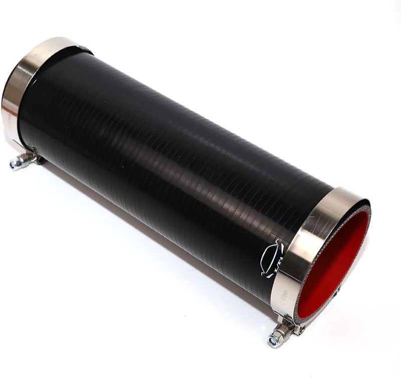 TenKeAuto 12" Length High Performance 4-Ply Reinforced 3.5" ID Straight Coupler Silicone Hose with T Bolt Clamp - Image 1