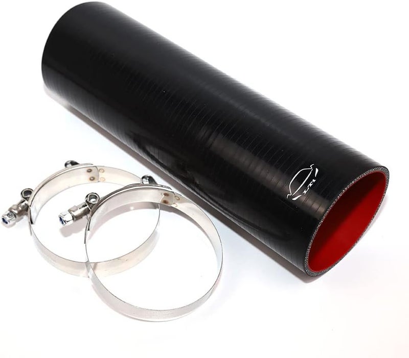 TenKeAuto 12" Length High Performance 4-Ply Reinforced 3.5" ID Straight Coupler Silicone Hose with T Bolt Clamp - Image 2