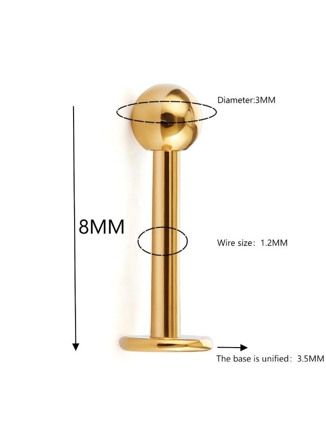 Bluelans 316L Stainless Steel 3mm Ball Labret Monroe Lip Ring Tragus Helix Cartilage Earring Stud Barbell Bar Length 8MM Body Piercing Jewelry  - Image 2