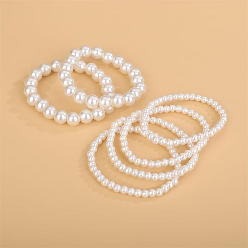 Sither 6 Pack Pearls Bracelets for Women Pearls Bracelets Set Boho Jewelry for Halloween Prom Party Christmas Gift - Image 5