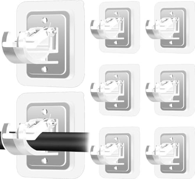 Codoule Self Adhesive No Drill Adjustable Curtain Rod Holder Hooks Brackets, Nail Free, No Drilling Hangers for Bathroom, Kitchen, Home, Bathroom and Hotel, Transparent, 8PCS - Image 1