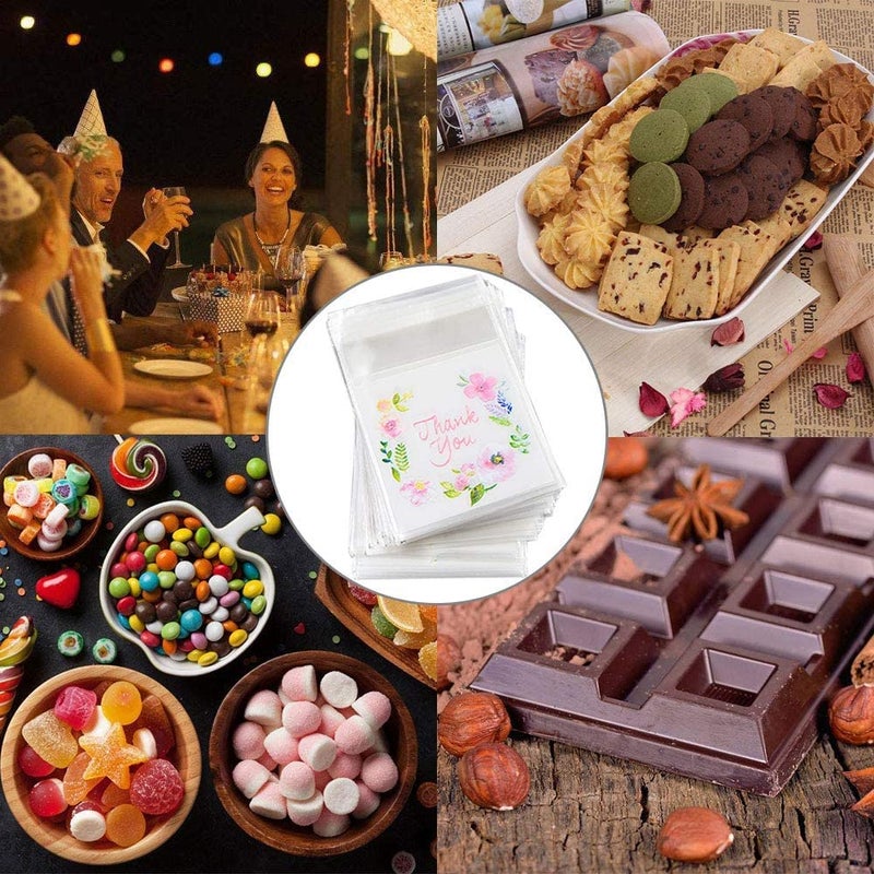 Chocozone Pack of 100 Self Adhesive Guddy Bags Party Favor Bags Cookie Bags Chocolate Pouches Birthday Party Return Gift Bags (10cm*10cm) - Image 4