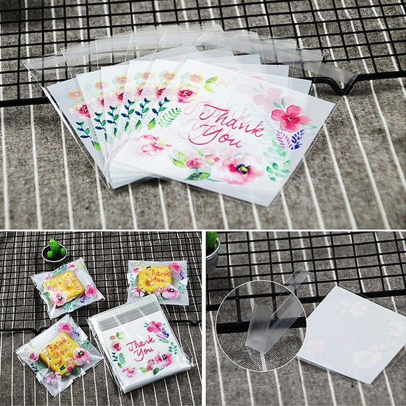 Chocozone Pack of 100 Self Adhesive Guddy Bags Party Favor Bags Cookie Bags Chocolate Pouches Birthday Party Return Gift Bags (10cm*10cm) - Image 1