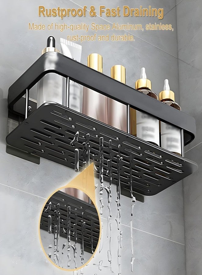WEPTIX® Self-Adhesive Multipurpose Wall Mounted Bathroom Shelf and Rack for Bathroom and Kitchen,Space Saving Bathroom Organizer Shelf, Punch Free Wall Shelves, Wall Stand Black - (1) - Image 2