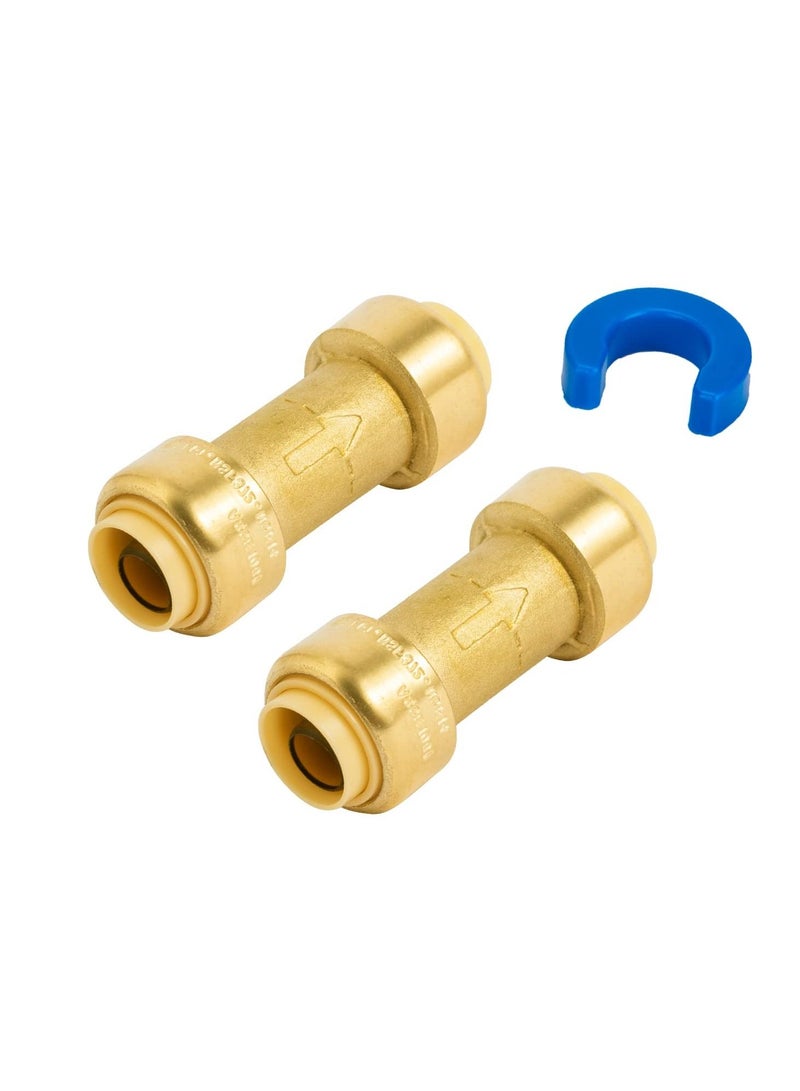 2Pcs 1/2 Inch Push-to-Connect Check Valve, Push Fit Plumbing Fittings with Disconnect Clip, No Lead Brass Check Valve for Copper, PE-RT, CPVC Pipe - Image 1