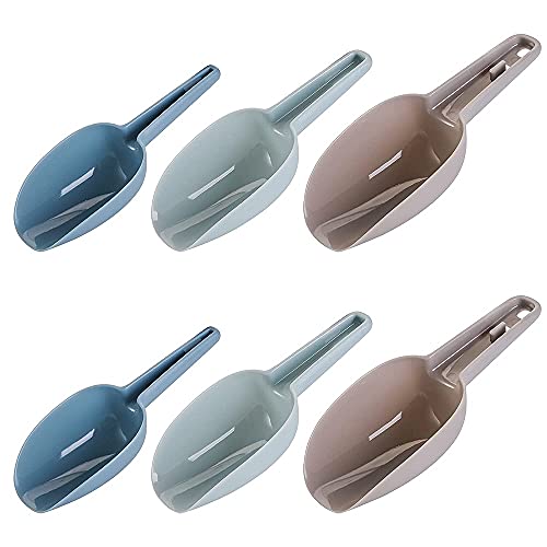 MOBDESK 6 Pack Ice Scoop, Multi-Purpose Plastic Kitchen Scoops Bar Scooper for Canisters, Flour, Ice Cubes, Dry Foods, Candy, Pop Corn, Coffee Beans and Pet Food Scoop for Kitchen Bar Party Wedding - Image 1