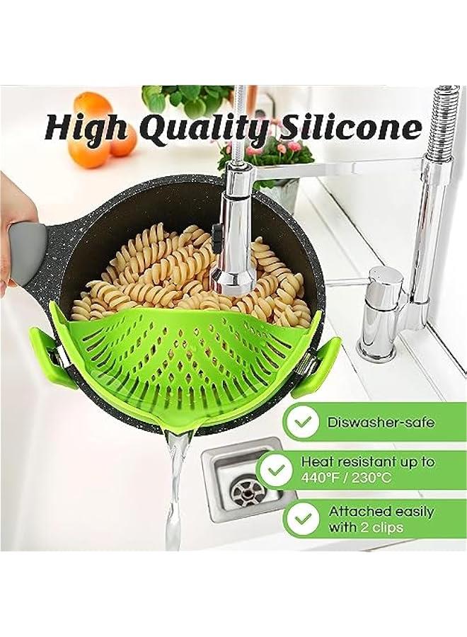 مصفاة طعام م الميكاكوز، مصفاة مكروة م ال، مصفاة قالة للتعديل مشك على وعاء الوعاء، اداة مصفاة طعام، مصفاة معكروة، مصفاة لتصريف الساغيتي والمعكروة والخضروات والفواك اخضر) - Image 3