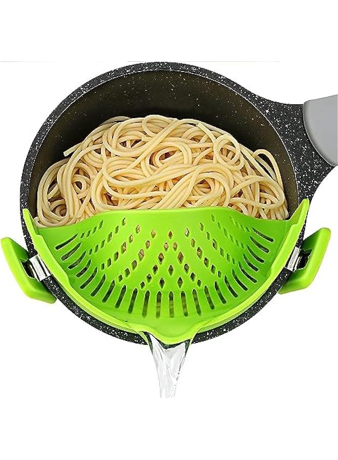 مصفاة طعام م الميكاكوز، مصفاة مكروة م ال، مصفاة قالة للتعديل مشك على وعاء الوعاء، اداة مصفاة طعام، مصفاة معكروة، مصفاة لتصريف الساغيتي والمعكروة والخضروات والفواك اخضر) - Image 1