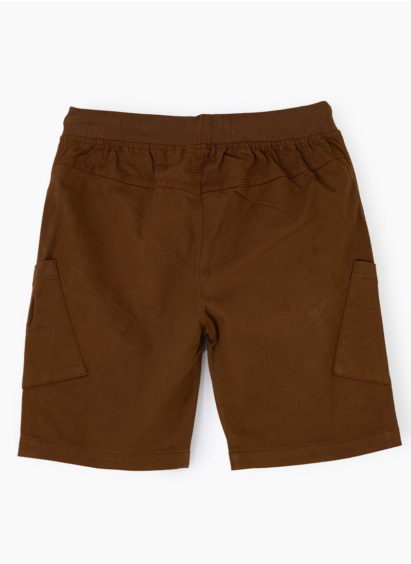 JAM Boys' Brown Cotton Cargo Shorts with Drawstring Waist  - Image 2