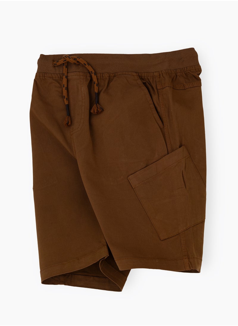 JAM Boys' Brown Cotton Cargo Shorts with Drawstring Waist  - Image 3