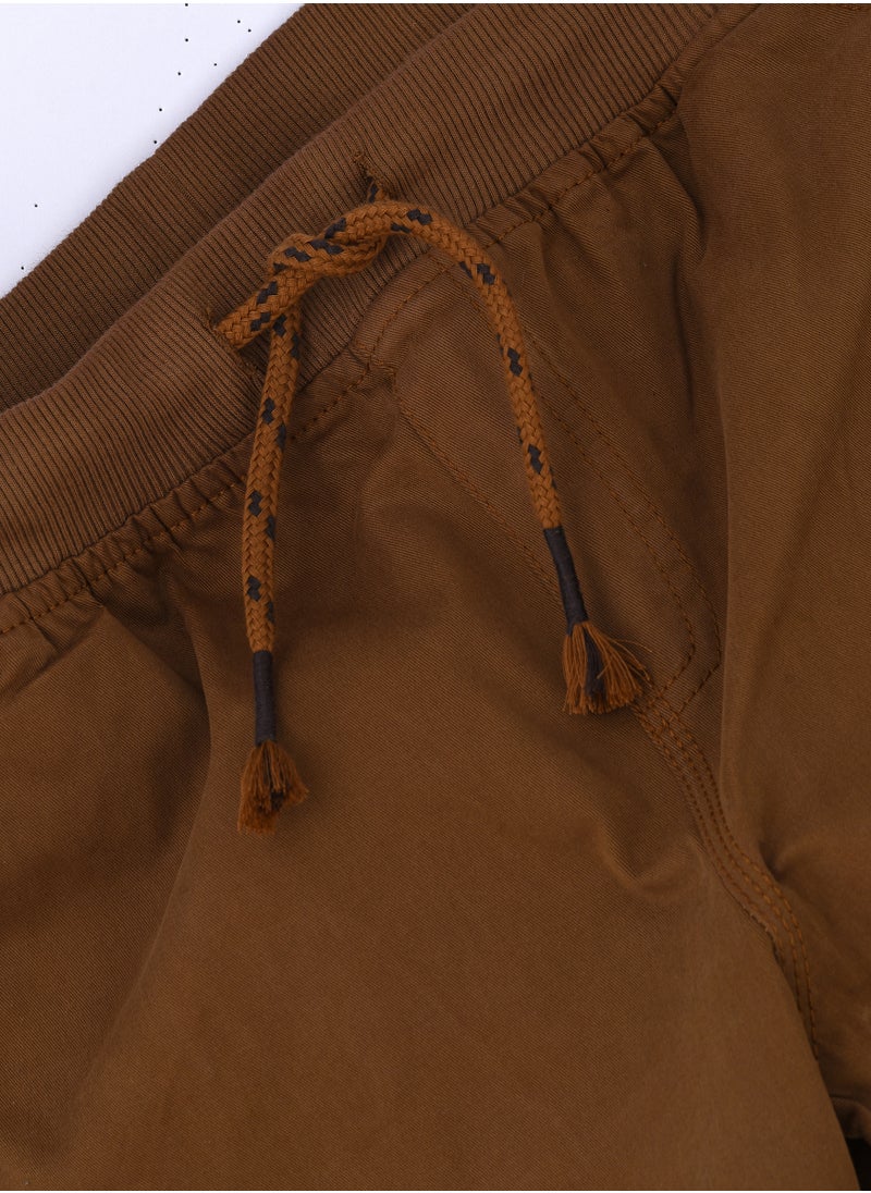 JAM Boys' Brown Cotton Cargo Shorts with Drawstring Waist  - Image 4