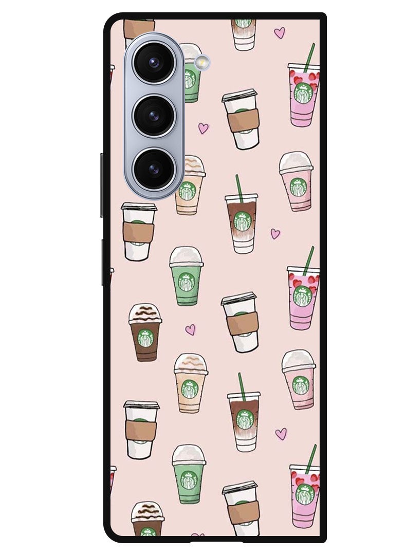 Theodor Protective Case Anti Scratch Shock Proof Bumper Cover For Samsung Galaxy Z Fold 5 Coffee Patterns - Image 1