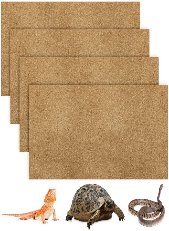 Haull 4 Pcs Reptile Carpet Pet Terrarium Floor Liners Bedding Substrate Liner Supplies Reptile Cage Mat Tank Accessories for Lizard Bearded Dragon Tortoise Snake Leopard (47 x 24 Inch, Coffee) - Image 1