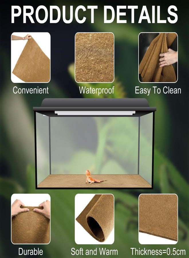 Haull 4 Pcs Reptile Carpet Pet Terrarium Floor Liners Bedding Substrate Liner Supplies Reptile Cage Mat Tank Accessories for Lizard Bearded Dragon Tortoise Snake Leopard (47 x 24 Inch, Coffee) - Image 3
