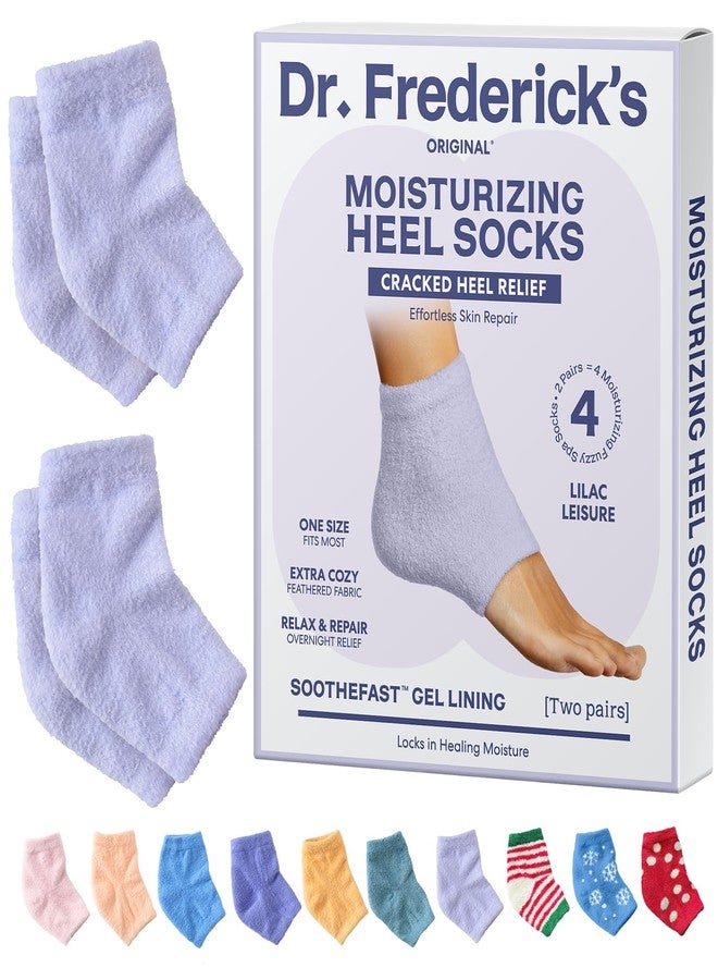 Dr. Frederick's Original Moisturizing Fuzzy Heel Socks for Dry Cracked Heels Treatment - Infused with Olive Oil, Jojoba Oil and Vitamin E - 2 Pairs - Stocking Stuffers for Adults - Lilac Leisure - Image 1