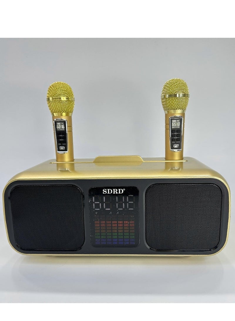 SDRD Karaoke System with Dual UHF Wireless Microphones – Bluetooth & Multi-Port PA Speaker for Adults & Kids – AUX/USB/Type-C/TF Support – Ideal for Home Parties, Events & Outdoor Fun - Image 1