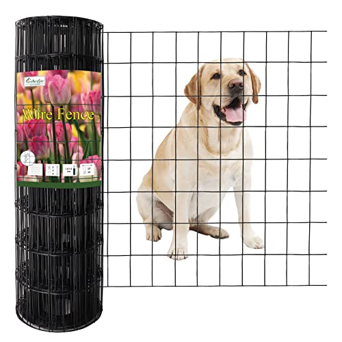 FOREHOGAR Black PVC Coated Welded Wire Fence 24 Inch x 50 Foot, 2 Inch x 3 Inch 16GA, Garden Border Fencing Roll Vinyl Coating Metal Wire Mesh for Yard Vegetable Plant Protection Poultry Netting - Image 1