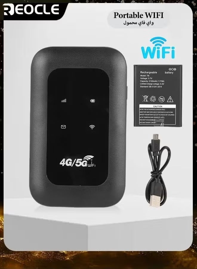 ريوكل 4G/5G واي فاي محمول بسرعة نقل 150 ميجابت في الثانية يدعم ما يصل إلى 10 أجهزة (أسود) - Image 3