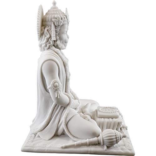 Top Collection 8" Hanuman Hindu Statue in White Marble Finish - Hindu God of Strength Figurine - Image 4