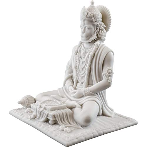 Top Collection 8" Hanuman Hindu Statue in White Marble Finish - Hindu God of Strength Figurine - Image 2