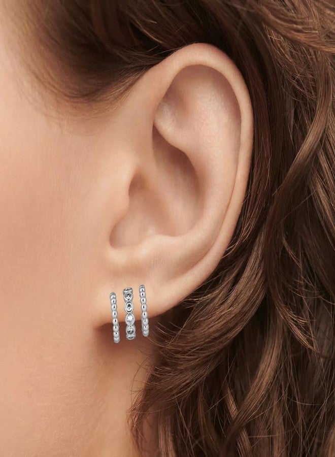 Obidos 14K Gold Plated Illusion Stud Earrings for Women | Triple Huggie Hoop Earrings for One Hole| Trendy Simple Hypoallergenic Fashion Accessories Gold Jewelry Gifts for Womens, Medium, Brass, Cubic - Image 2