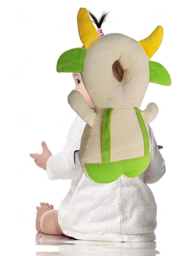 Synlark Baby Head Protector Cushion Plush Soft Toy Early Learning Toy Fall Protection Helmet Baby Head Protector Child Adjustable Shoulder Strap (Cow-Green) - Image 1