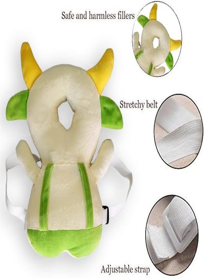 Synlark Baby Head Protector Cushion Plush Soft Toy Early Learning Toy Fall Protection Helmet Baby Head Protector Child Adjustable Shoulder Strap (Cow-Green) - Image 4