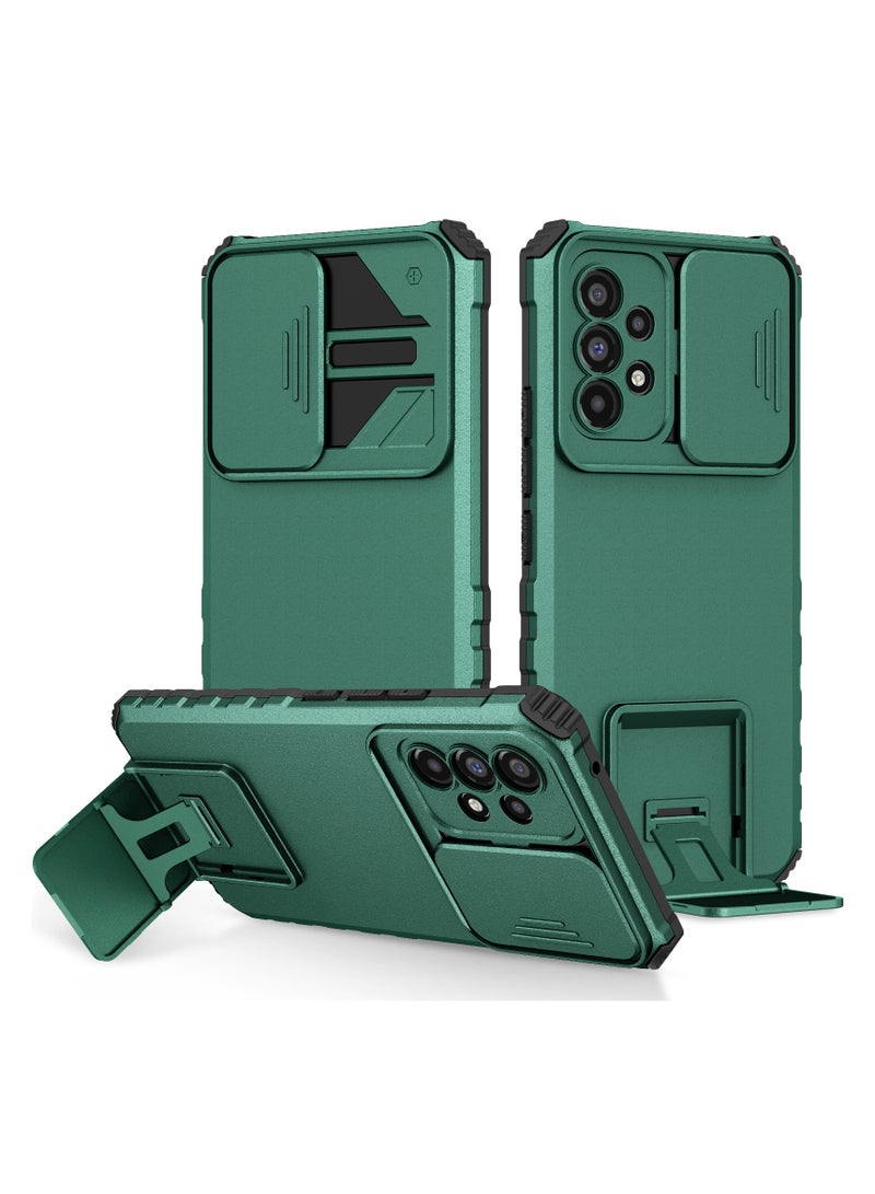 Alyashmac Samsung Galaxy A73 5G Green Mobile Phone Case Cover, Innovative Telescopic Bracket, Sliding Protection Camera Window, Bumper Shockproof Phone Back Cover - Image 1