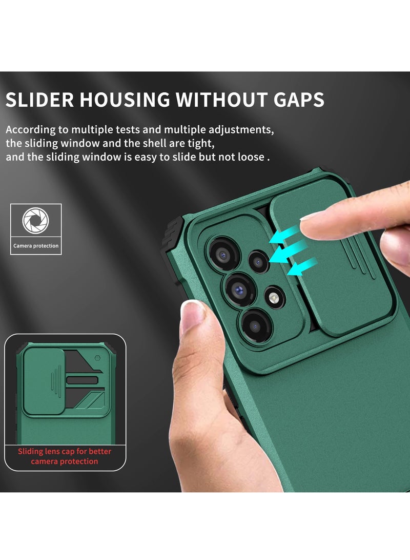 Alyashmac Samsung Galaxy A73 5G Green Mobile Phone Case Cover, Innovative Telescopic Bracket, Sliding Protection Camera Window, Bumper Shockproof Phone Back Cover - Image 5