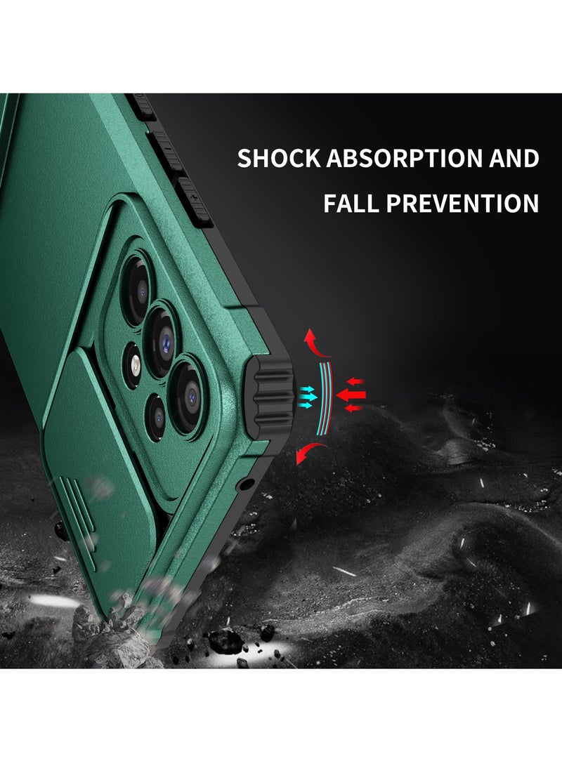 Alyashmac Samsung Galaxy A73 5G Green Mobile Phone Case Cover, Innovative Telescopic Bracket, Sliding Protection Camera Window, Bumper Shockproof Phone Back Cover - Image 4