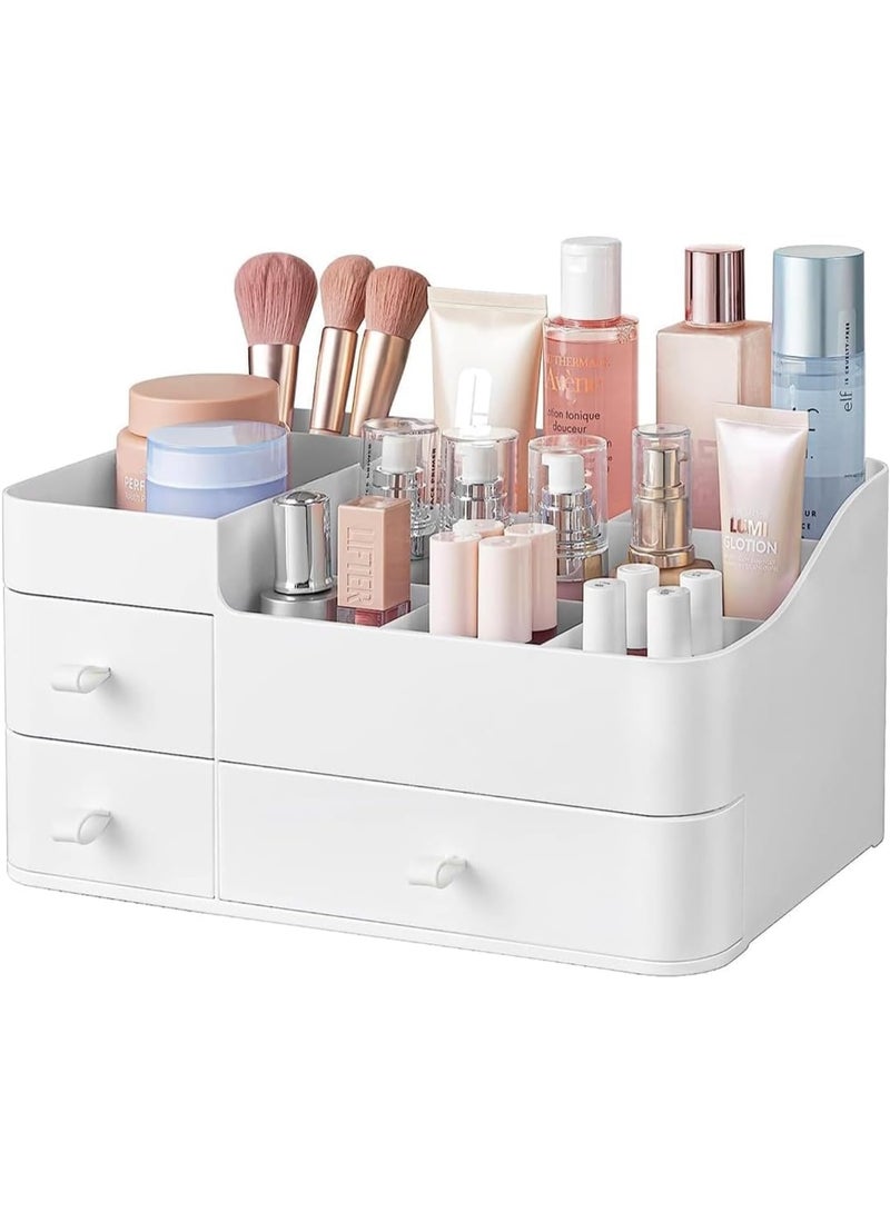 FALAHOM Makeup Organizer with Drawers,Large Capacity Countertop Organizer for Vanity,Bathroom and Bedroom Desk Cosmetics Organizer for Skin Care,Brushes, Eyeshadow, Lotions, Lipstick - Image 1