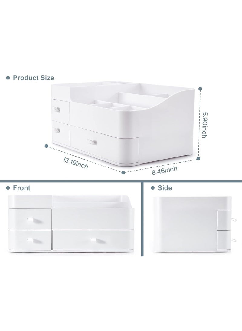 FALAHOM Makeup Organizer with Drawers,Large Capacity Countertop Organizer for Vanity,Bathroom and Bedroom Desk Cosmetics Organizer for Skin Care,Brushes, Eyeshadow, Lotions, Lipstick - Image 2