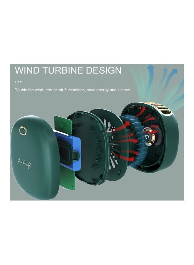 3-Wind Speed USB Powered Neck Fan with Adjustable Lanyard H39880GR-su Green - Image 3
