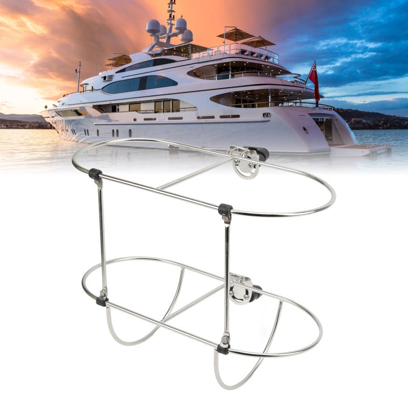 Boat Mudguard Rack 304 Stainless Steel Waterproof Rust Resistant Folding Double Holder - Deck Space Safety Rail Mounted Easy Use Yacht Equipment for Boats Yachts Marines - Image 1
