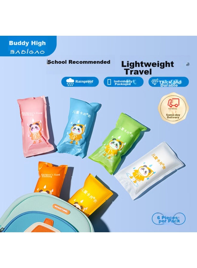 BADIGAO معطف مطر قابل للتصرف للأطفال، معطف مطر سميك على شكل بطاقة، حماية كاملة من المطر للجسم، لشخص واحد، لطلاب المدارس الابتدائية، شفاف - Image 5