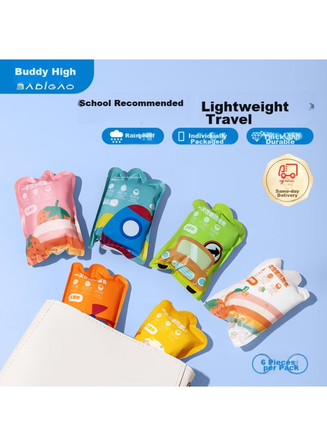 BADIGAO معطف مطر قابل للتصرف للأطفال، معطف مطر سميك على شكل بطاقة، حماية كاملة من المطر للجسم، لشخص واحد، لطلاب المدارس الابتدائية، شفاف - Image 4