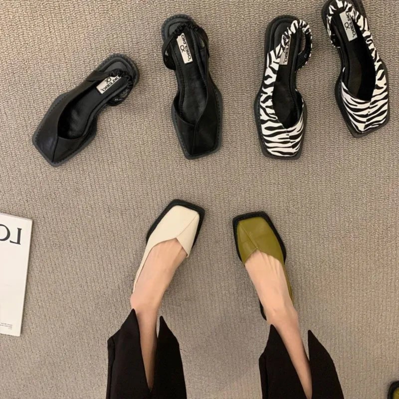 Flat fairy-style square-toe mules with open toe - Image 5