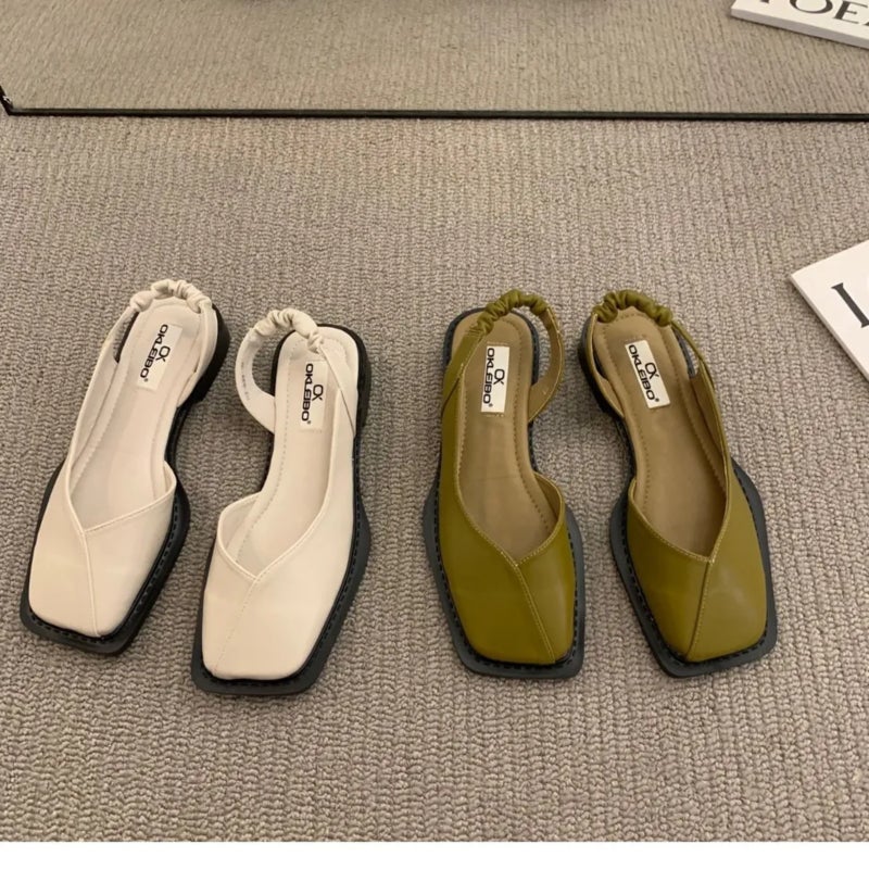 Flat fairy-style square-toe mules with open toe - Image 4