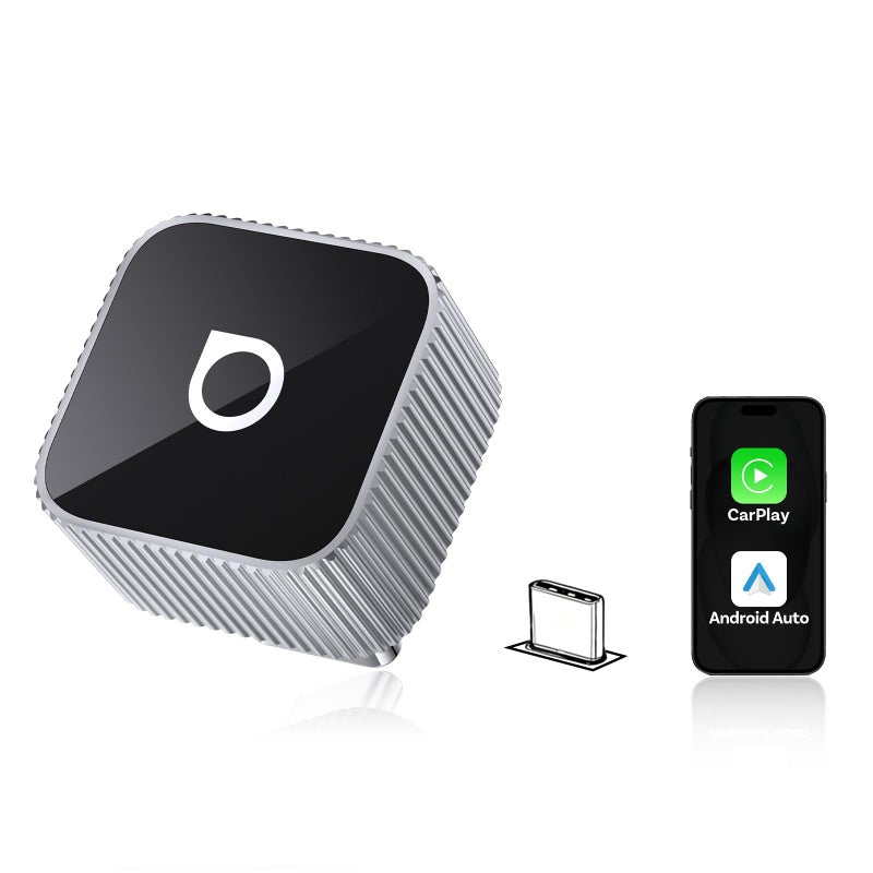 Ottocast 2026 Upgrade OTTOCAST Mini Slim 3.0, 2-in-1 Wireless CarPlay & Android Auto Adapter, Plug & Play Dongle, Fast Auto-Reconnect, Dual-Band 5Ghz, for Cars with Wired CarPlay & Android auto (Silver) - Image 1