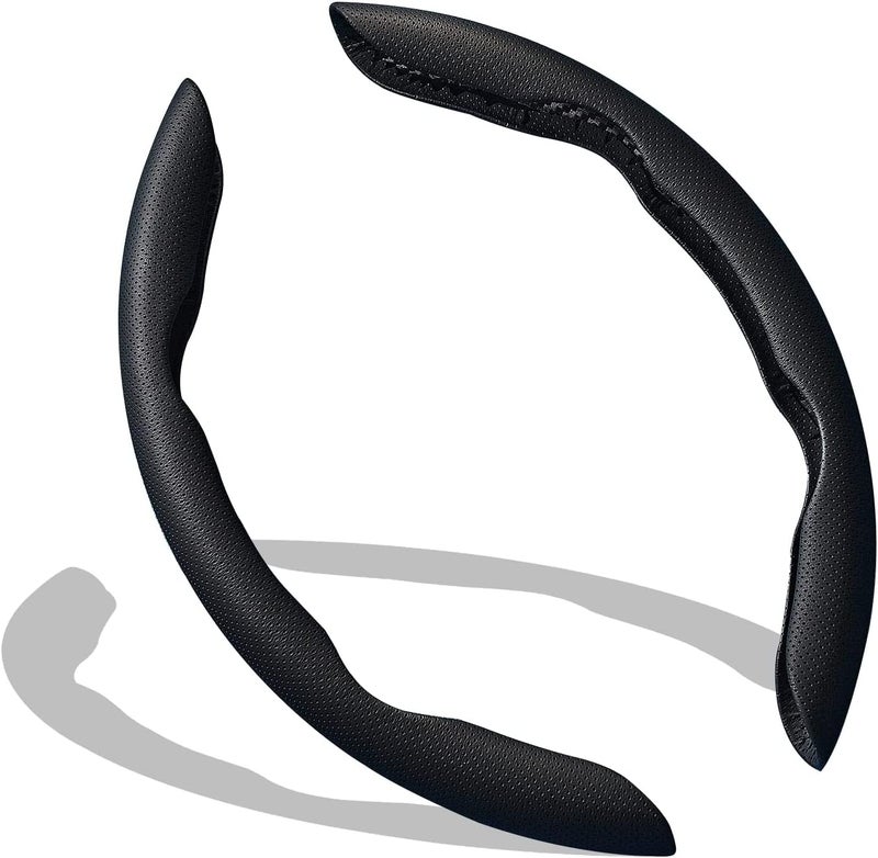 AutoBizarre Car Anti Skid Non Slip Black Leather Steering Wheel Grip Covers Decoration Universal for All Cars - Set of 2 pcs - Image 3