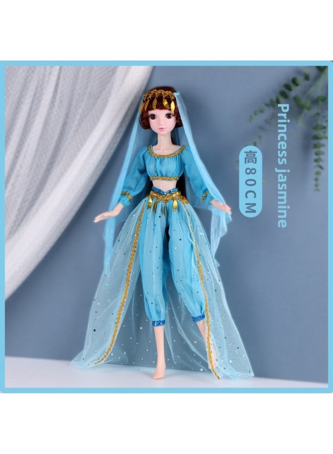 Processing Custom Cartoon Vinyl Doll Toy Set Color Box 80cm Doll Girl Toy Birthday Gift-Color:Princess Jasmine-Height:80cm Doll-blink Version + Change Gift Bag (simple) - Image 1