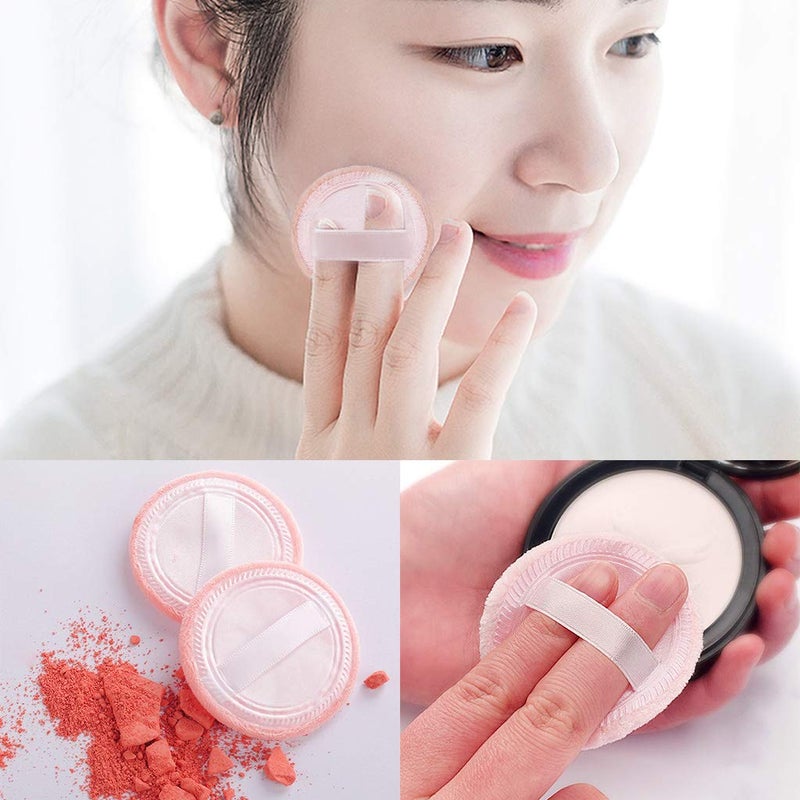 JimKing 5x Powder Puff, Applicator Cotton Round Makeup Powder Sponge, Air Cushion Puff with Ribbon, Face Powder Puffs for Loose and Foundation,3.15 inch (Orange) - Image 3