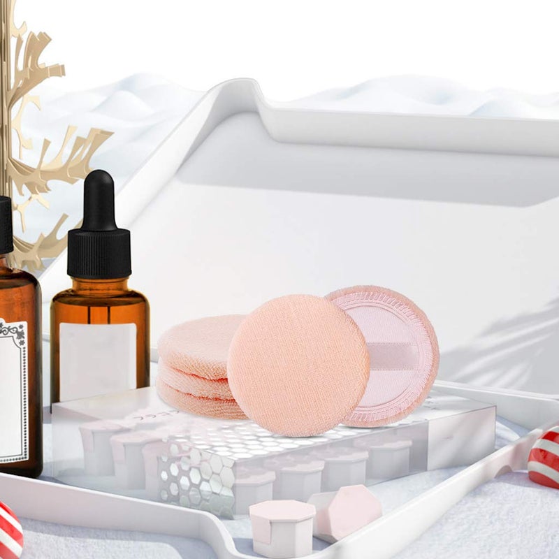 JimKing 5x Powder Puff, Applicator Cotton Round Makeup Powder Sponge, Air Cushion Puff with Ribbon, Face Powder Puffs for Loose and Foundation,3.15 inch (Orange) - Image 4