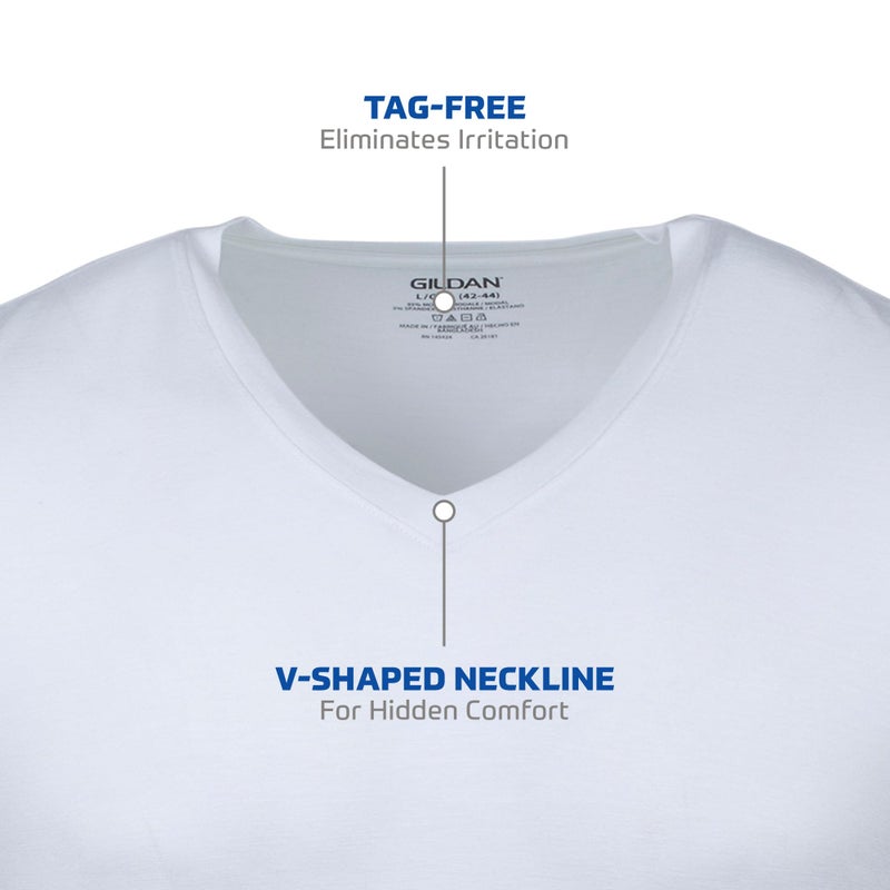 Gildan Men's V-Neck T-Shirts, Multipack, Style G1103, White (6-Pack), Medium - Image 3