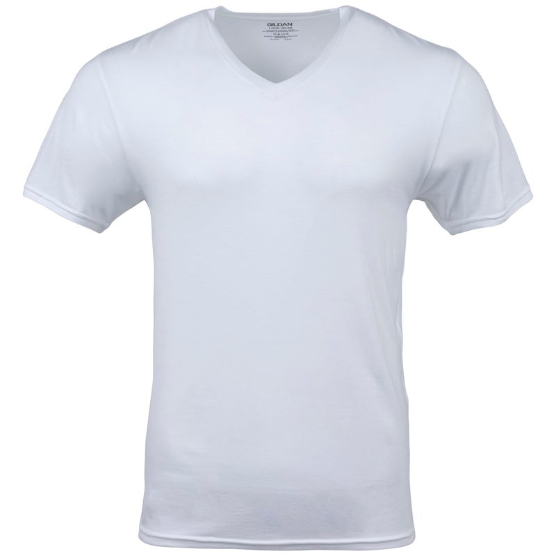 Gildan Men's V-Neck T-Shirts, Multipack, Style G1103, White (6-Pack), Medium - Image 4