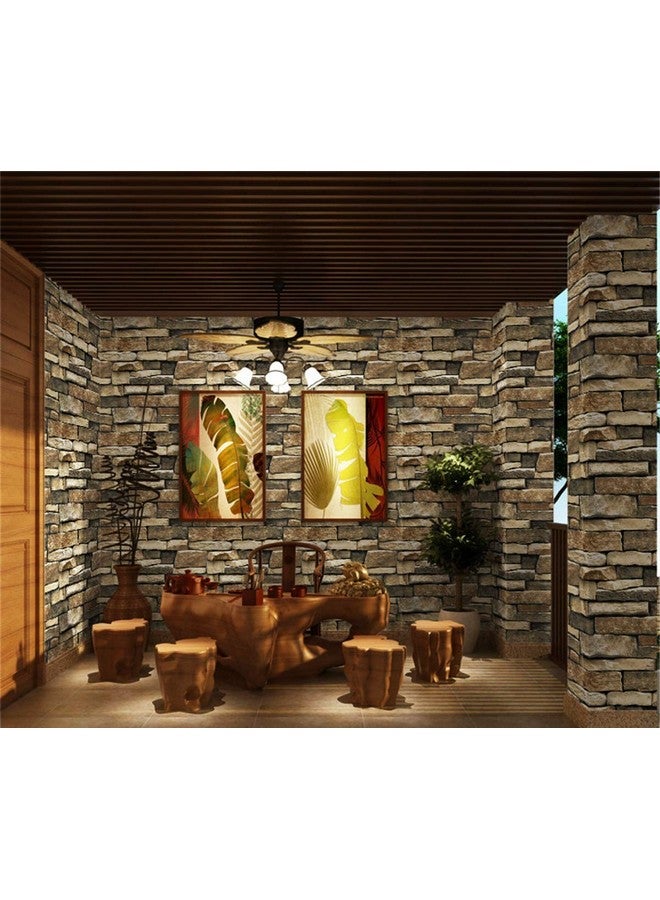 TUOKING Peel and Stick Stone Wallpaper Self-Adhesive Removable Wallpaper Home Decoration for Bedroom, Kitchen 17.7 in x 32 ft, Stone Brick - Image 1