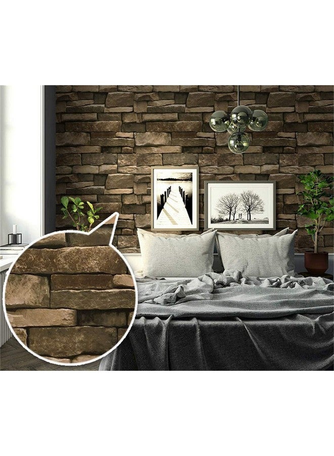 TUOKING Peel and Stick Stone Wallpaper Self-Adhesive Removable Wallpaper Home Decoration for Bedroom, Kitchen 17.7 in x 32 ft, Stone Brick - Image 2
