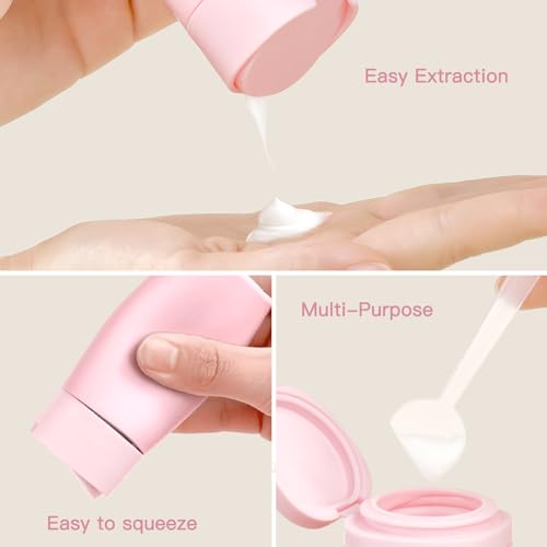 Suteng Travel Bottles for Toiletries, 5 Pack Travel Size Containers, TSA Approved Leak Proof - Refillable Silicone Toiletry Containers with Clear Bag for Shampoo, Conditioner & Lotion (Pink) - Image 3