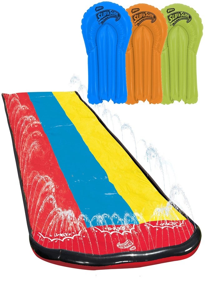Wham-O Slip N Slide Triple Slip and Slide with 3 Bodyboards Premium Lawn Water Slide Super Slip Backyard Waterslides Outdoor Water Toys for Kids - Image 1